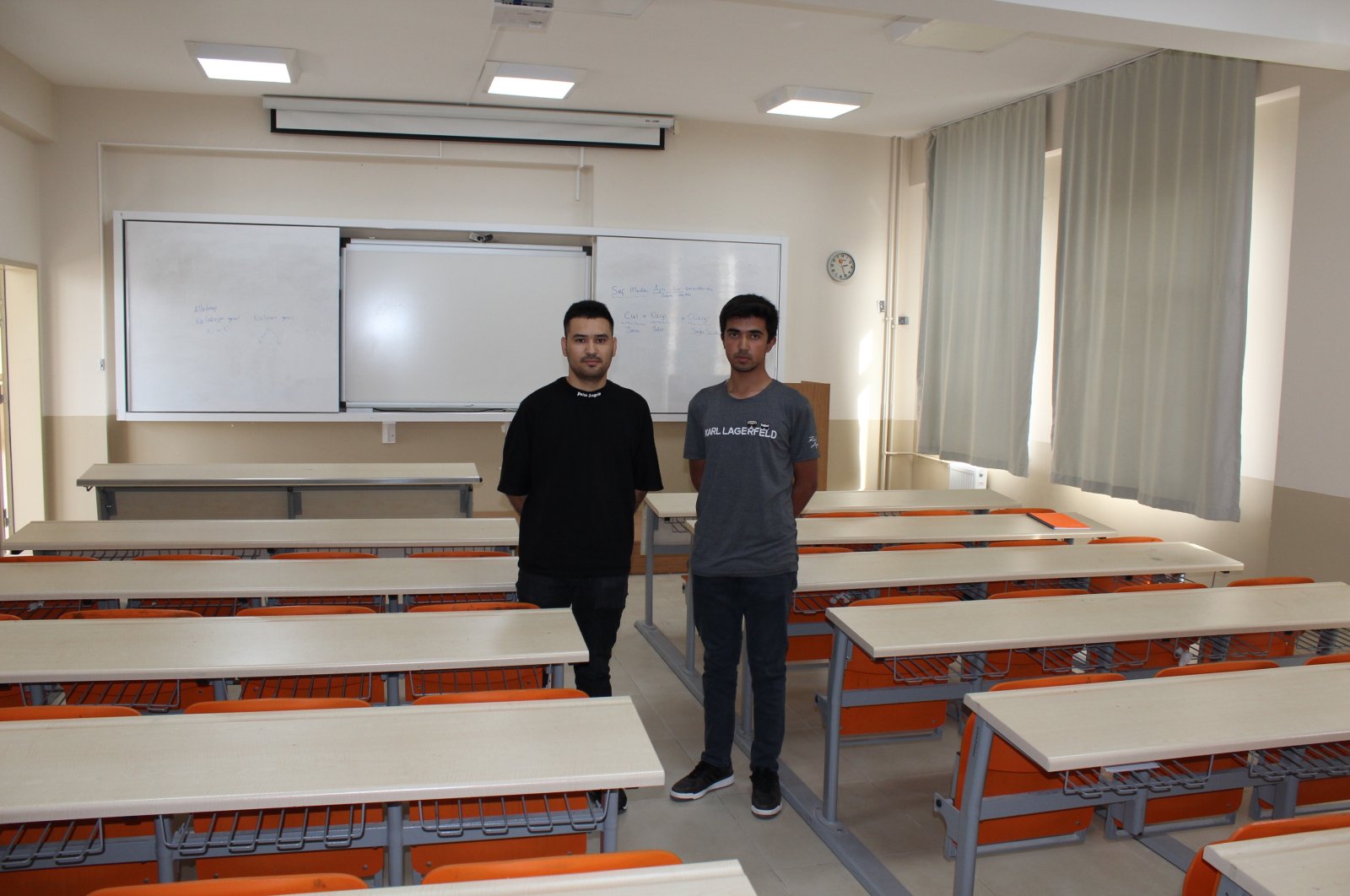 The only two students who enrolled in the Science Teaching program at Aksaray University, Aksaray, Türkiye, Oct. 15. 2024. (DHA Photo)