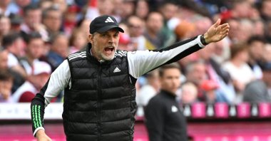 Thomas Tuchel reacts during the Bundesliga match between Bayern Munich and Eintracht Frankfurt at the Allianz Arena, Munich, Germany, April 27, 2024. (Reuters Photo)