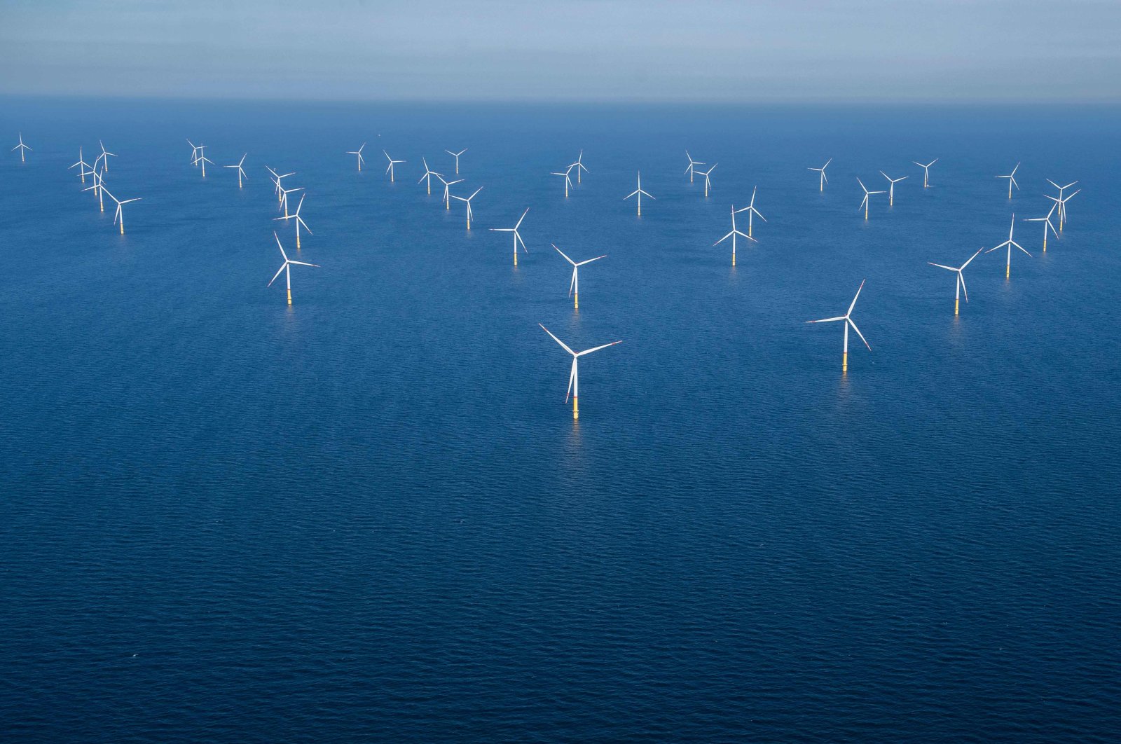 A wind turbine farm in the Baltic Sea, northeast of Rugen Island, Germany, June 16, 2022. (AFP Photo)