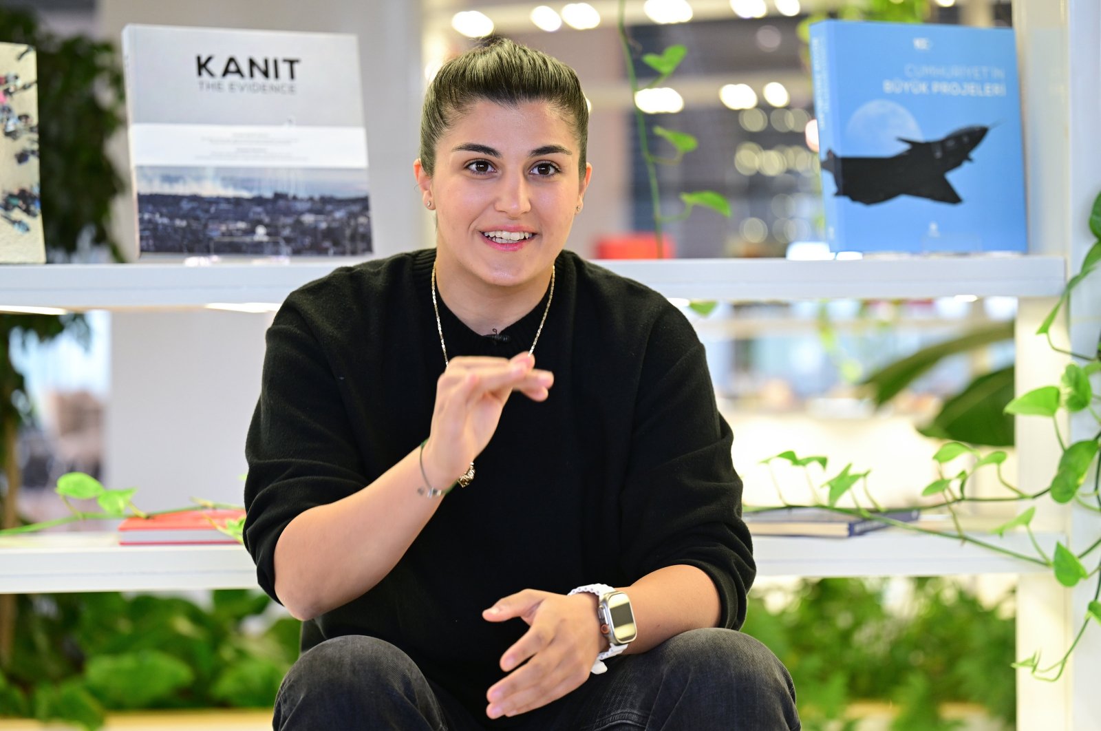 Turkish boxer Busenaz Sürmeneli speaks during an interview with Anadolu Agency (AA), Istanbul, Türkiye, Oct. 16, 2024. (AA Photo)