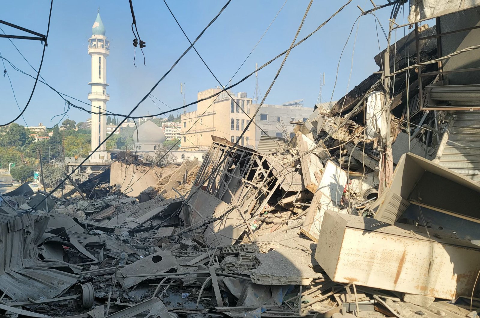 A picture shows the damage a day after an Israeli airstrike targeted the marketplace of the southern neighborhood of Nabatiyeh, Oct. 13, 2024. (AFP Photo)