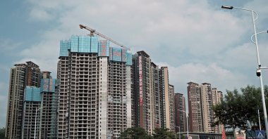 Sale signs adorn residential buildings under construction, Huizhou, Guangdong province, China, Oct. 10, 2024. (Reuters Photo)