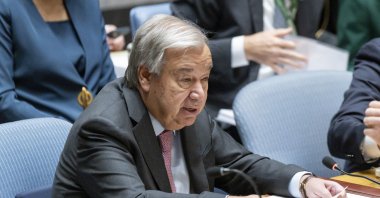 U.N. Secretary-General Antonio Guterres speaks during a high-level Security Council meeting at the bloc&#039;s headquarters, New York, U.S., Sept. 25, 2024. (EPA Photo)