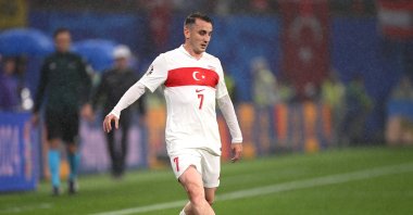 Türkiye&#039;s Kerem Aktürkoğlu warms up during the UEFA EURO 2024 round of 16 match against Austria at Red Bull Arena, Leipzig, Germany, July 2, 2024. (Getty Images Photo)