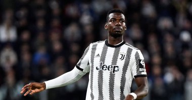 Juventus&#039; Paul Pogba reacts during the Europa League semifinal against Sevilla at the Allianz Stadium, Turin, Italy, May 11, 2023. (Reuters Photo) 