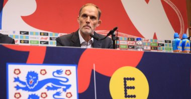 The latest head coach of the England national men&#039;s team, Thomas Tuchel, speaks at a media briefing at Wembley Stadium, London, U.K., Oct. 16, 2024. (EPA Photo)