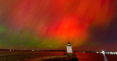 The northern lights, also known as aurora borealis, light up the sky in Portland, Maine, U.S., Oct. 10, 2024. (Reuters Photo)