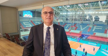 Turkish Volleyball Federation President Mehmet Akif Üstündağ speaks ahead of the 6th Ordinary General Assembly, Ankara, Türkiye, Sept. 17, 2024. (IHA Photo)