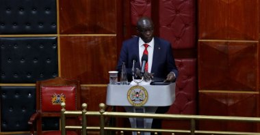 Kenya's Deputy President Rigathi Gachagua addresses legislators ahead of the lawmakers' vote over his impeachment motion at the Parliament buildings in Nairobi, Kenya, Oct. 8, 2024. (Reuters Photo)