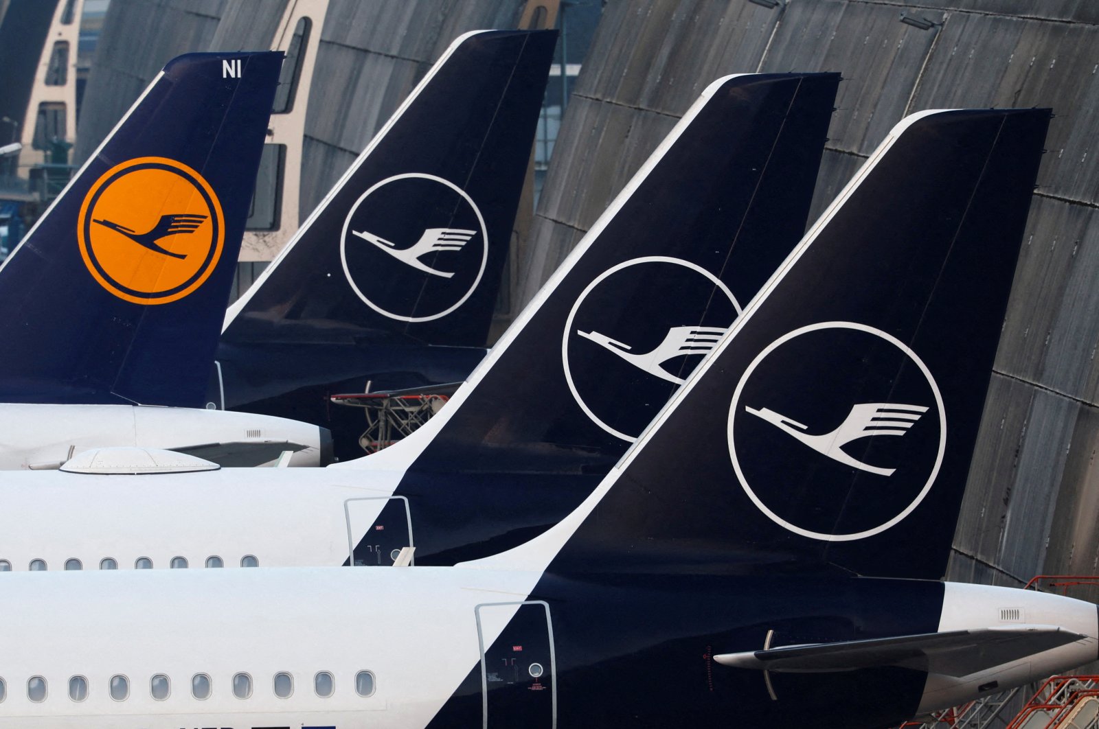 Lufthansa planes are parked at Frankfurt airport amid a strike organized by Verdi union, Frankfurt, Germany, March 7, 2024. (Reuters Photo)