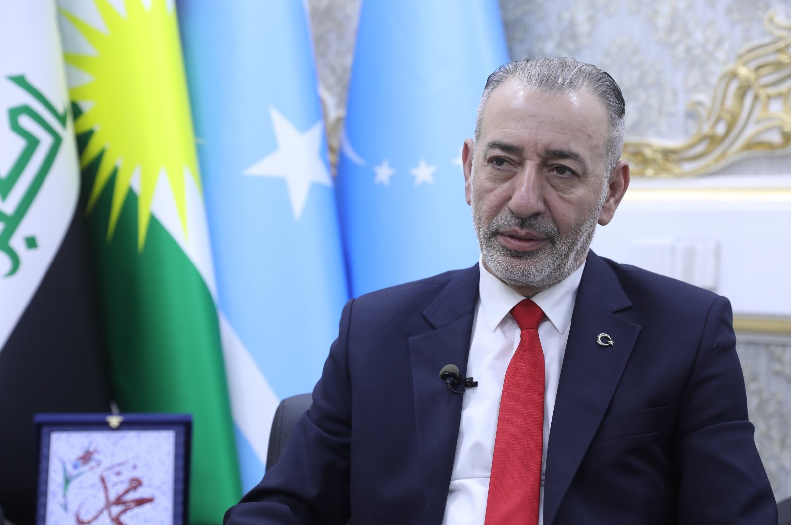 Aydın Maruf, the minister of the ITC’s Ethnic and Religious Formations Department, speaks in an interview with Anadolu Agency (AA), Irbil, KRG, Oct. 17, 2024. (AA Photo)