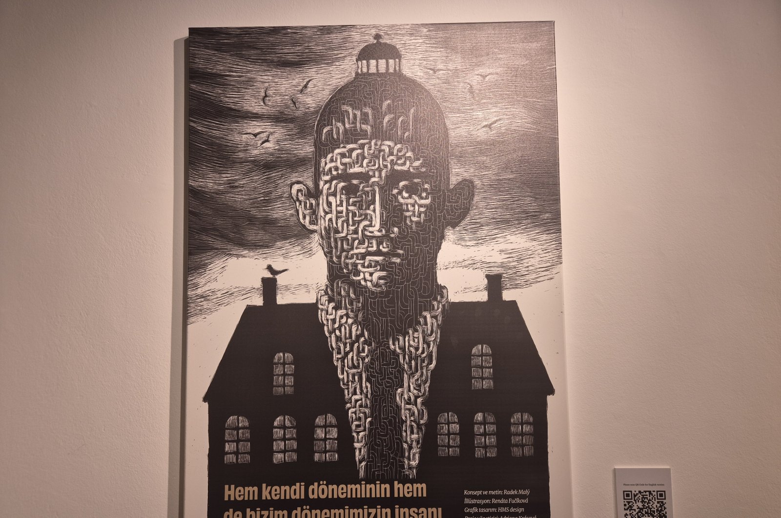 Artwork from the &quot;Franz Kafka 1883-1924&quot; exhibition, Istanbul, Türkiye, Oct. 16, 2024. (Photo by Ayşe Sena Aykın)