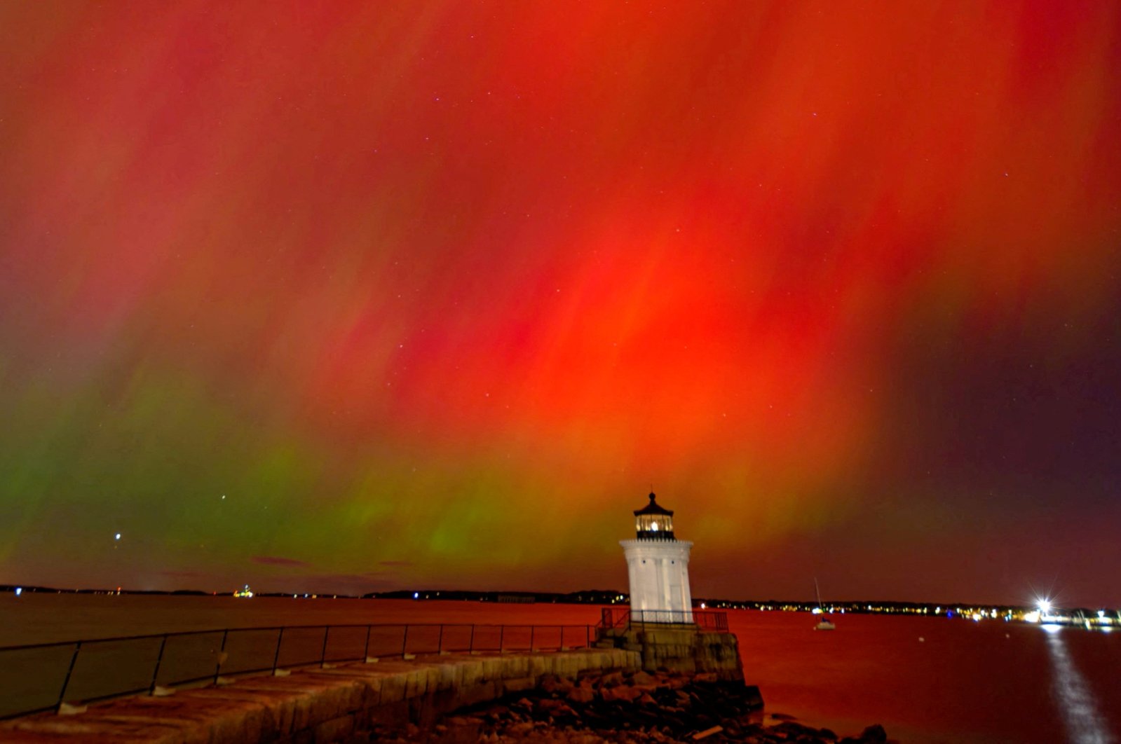 The northern lights, also known as aurora borealis, light up the sky in Portland, Maine, U.S., Oct. 10, 2024. (Reuters Photo)