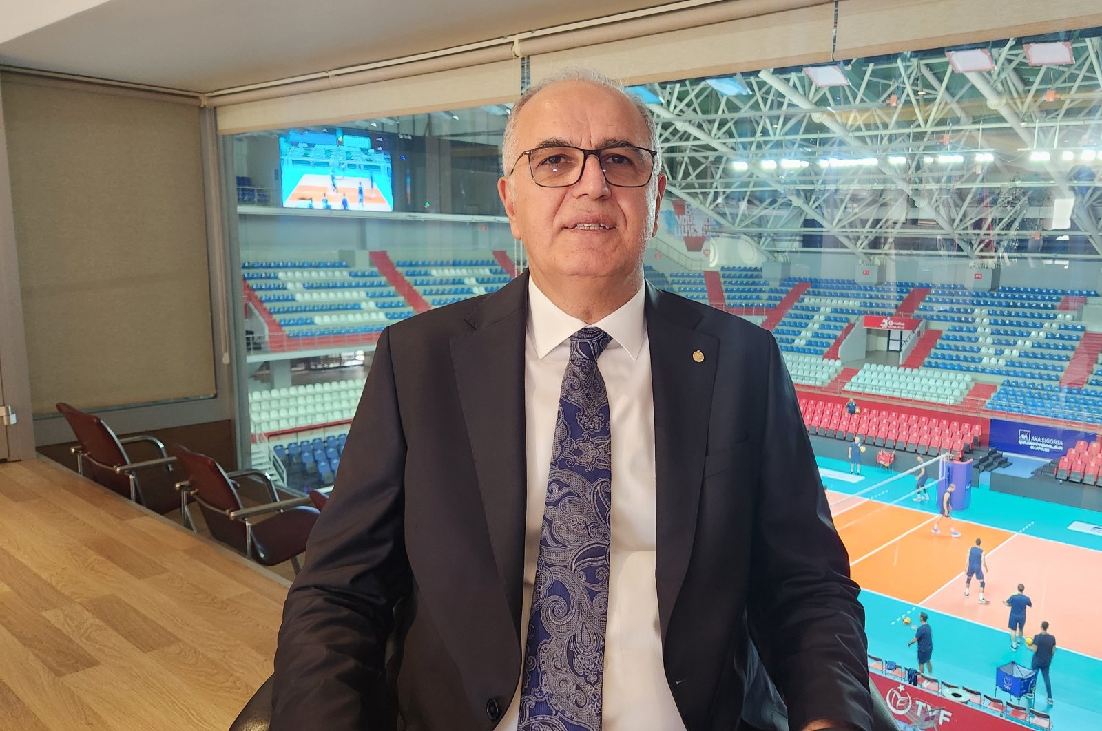 Turkish Volleyball Federation President Mehmet Akif Üstündağ speaks ahead of the 6th Ordinary General Assembly, Ankara, Türkiye, Sept. 17, 2024. (IHA Photo)