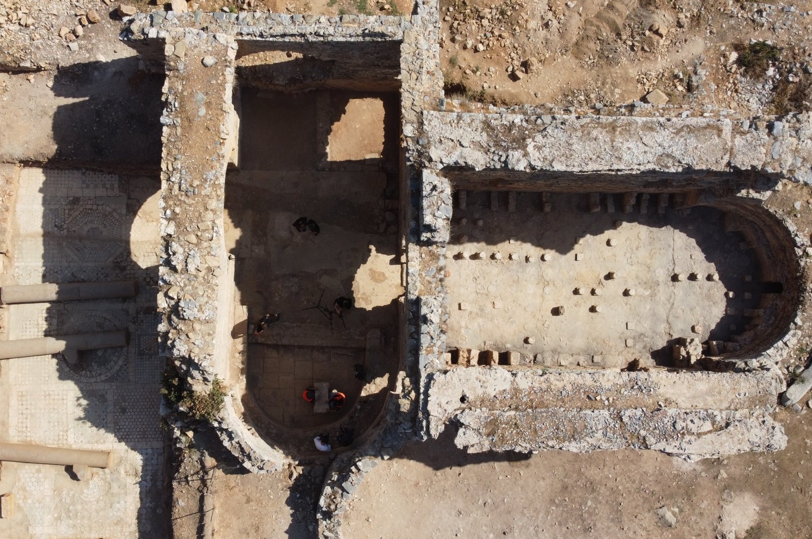 Aerial footage reveals the detailed structures of the ancient city of Anemurium, Mersin, southern Türkiye, Oct. 17, 2024. (IHA Photo)