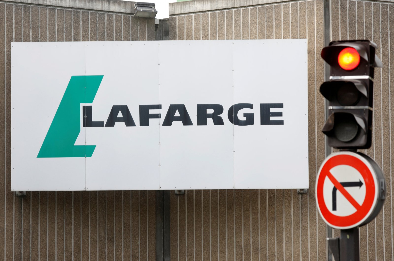 The logo of French concrete maker Lafarge is seen in Paris, France, Sept. 3, 2020. (Reuters Photo)