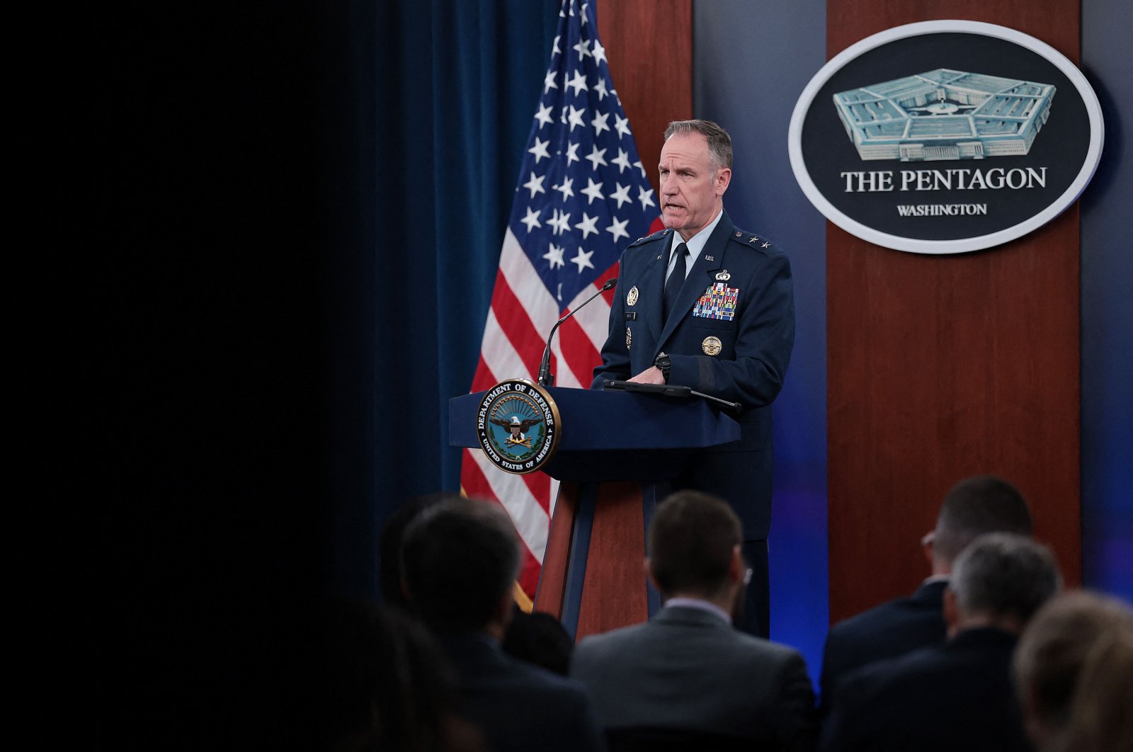 Defense Department Press Secretary Maj. Gen. Pat Ryder holds a press briefing at the Pentagon, Oct.1, 2024. (AFP Photo)