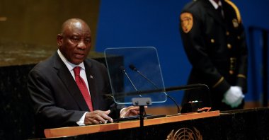 South Africa&#039;s President Cyril Ramaphosa addresses the 79th United Nations General Assembly, at U.N. headquarters, New York, U.S., Sept. 24, 2024. (Reuters Photo)