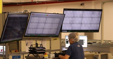 Production of solar panels in progress, Tekirdağ, Türkiye, Oct. 8, 2024. (AA Photo)