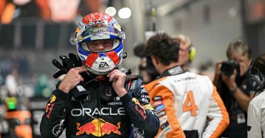Red Bull Racing&#039;s Dutch driver Max Verstappen, who got second position, takes his helmet off after the qualifying session ahead of the Formula One Singapore Grand Prix night race at the Marina Bay Street Circuit, Singapore, Sept. 21, 2024. (AFP Photo)