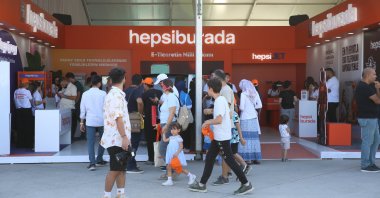 A Hepsiburada booth is seen on the sidelines of Türkiye's premier technology and aviation event, Teknofest, in Adana, southern Türkiye, Oct. 2, 2024. (AA Photo)