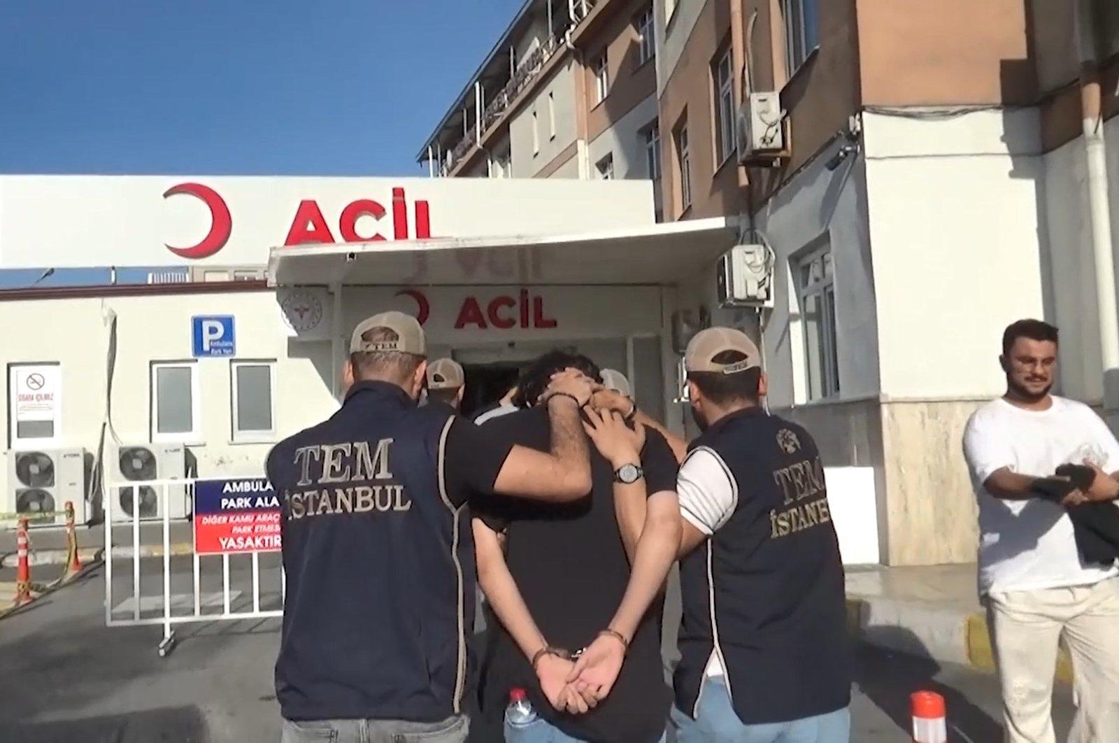 Police escort a FETÖ suspect for a medical checkup following his arrest, Istanbul, Türkiye, Oct. 18, 2024. (DHA Photo)