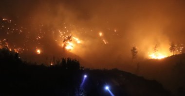 Firefighter teams continue efforts to control the ongoing forest fires, Menteşe, Muğla, Türkiye, Oct. 18, 2024. (DHA Photo)