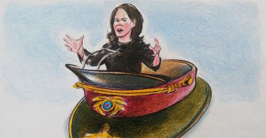 "If Annalena Baerbock was busy being a teenager then, she should remember the phenomenon called “Schrödinger’s genocide”: the simultaneous glorification and denial of genocide." (Illustration by Erhan Yalvaç)