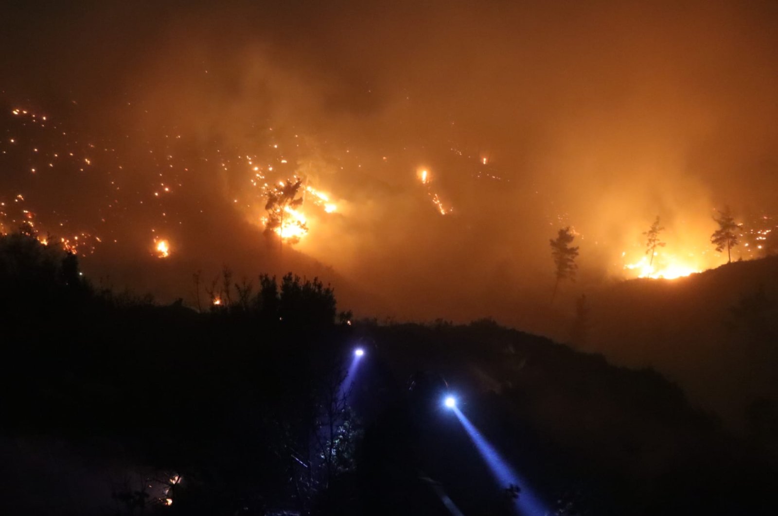 Firefighter teams continue efforts to control the ongoing forest fires, Menteşe, Muğla, Türkiye, Oct. 18, 2024. (DHA Photo)