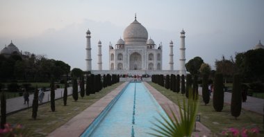 Taj Mahal, a white marble mausoleum and one of the Seven Wonders of the World, Agra, India, April 22, 2024. (Getty Images)