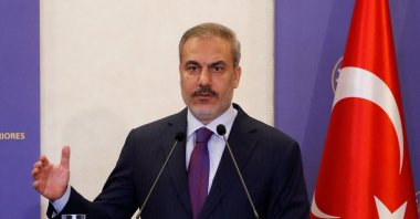 Foreign Minister Hakan Fidan speaks during a joint news conference with Iranian Foreign Minister Abbas Araqchi (not pictured), Istanbul, Türkiye, Oct. 19, 2024. (Reuters Photo)