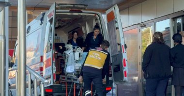 Patient transfers by ambulance continue from the closed Bağcılar TRG Hospital, Istanbul, Türkiye, Oct. 20, 2024. (DHA Photo)