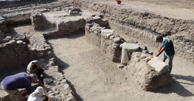 Archaeologists conduct research on ancient earthquake traces near the ancient hippodrome in Antakya, Hatay, Türkiye, Oct. 21, 2024. (AA Photo)