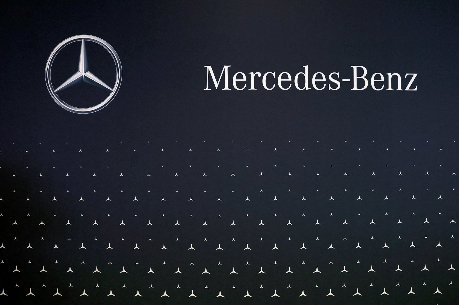 The logo of Mercedes-Benz is displayed at the Everything Electric exhibition at the ExCeL London International Exhibition and Convention Center, London, U.K., March 28, 2024. (Reuters Photo)