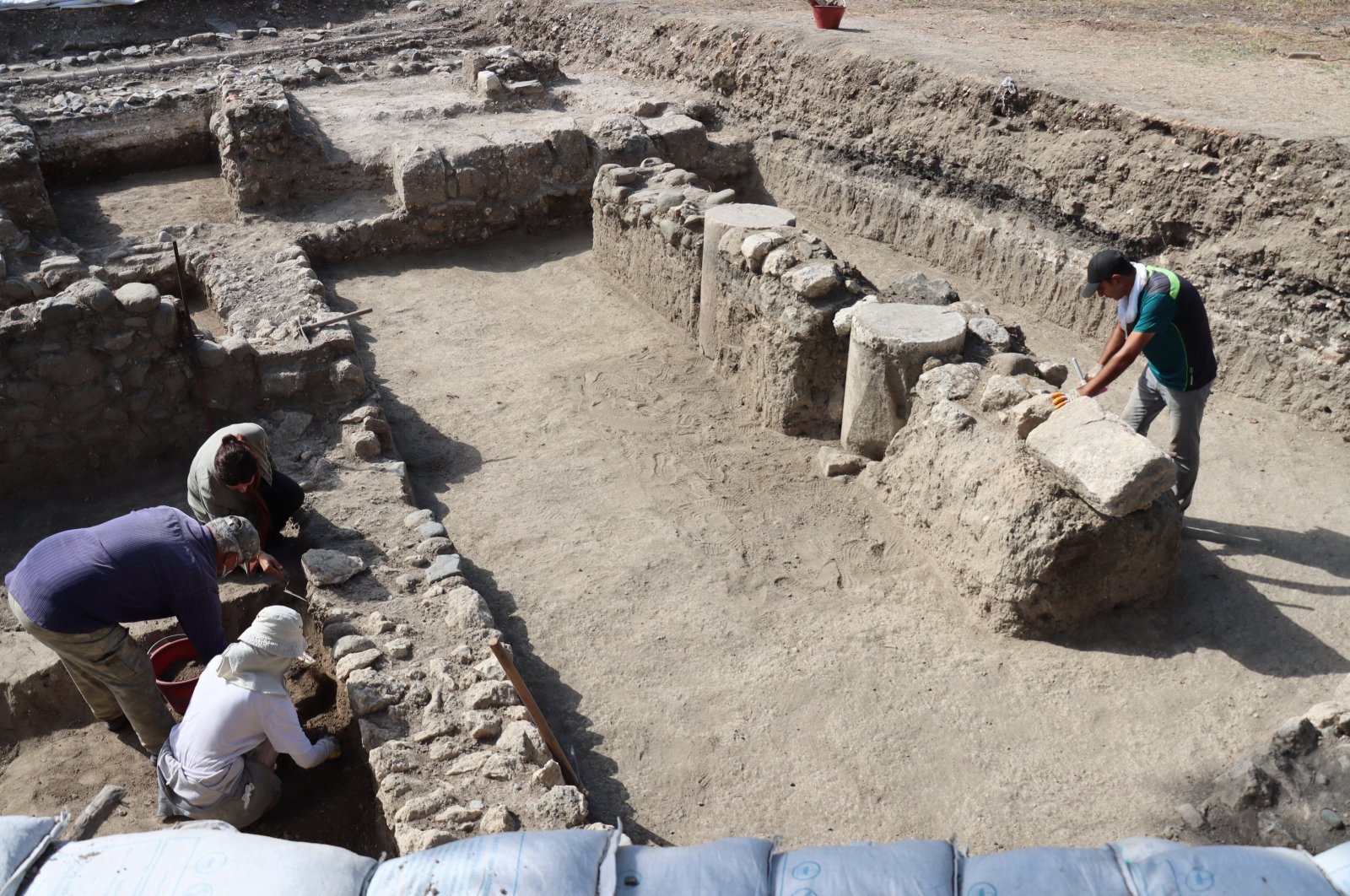 Archaeologists conduct research on ancient earthquake traces near the ancient hippodrome in Antakya, Hatay, Türkiye, Oct. 21, 2024. (AA Photo)