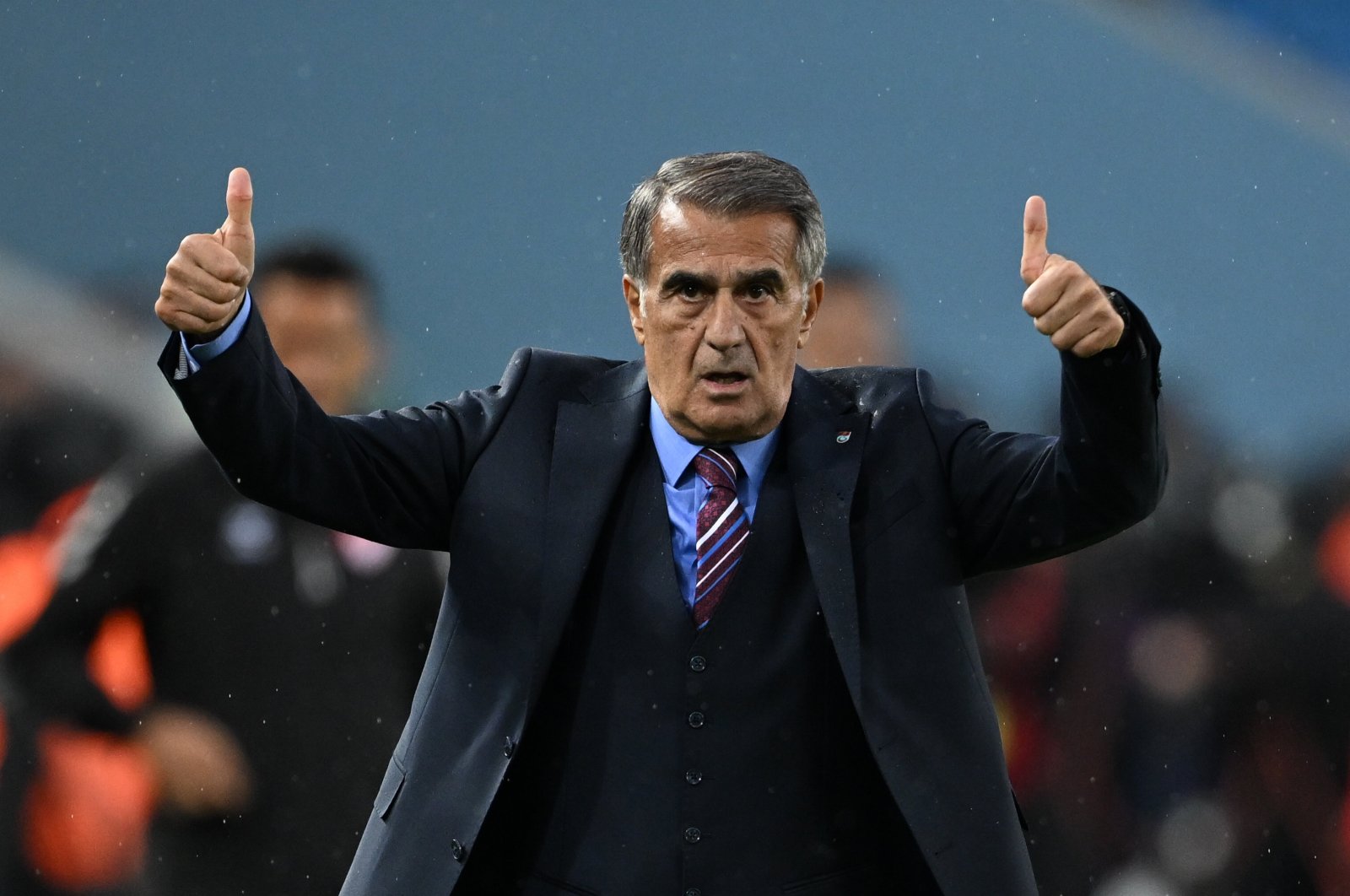 Trabzonspor coach Şenol Güneş reacts during the Süper Lig match against Başakşehir at the Papara Park, Trabzon, Türkiye, Oct. 19, 2024. (AA Photo)