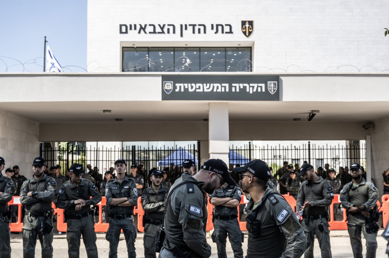 Israeli guards seen outside the Sde Teiman detention facility near Beersheba, southern Israel, July 29, 2024. (AA Photo)