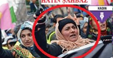Hatın Şahbaz, a member of the PKK/KCK terrorist organization is seen during a protest in Europe in this undated photo (AA Photo)
