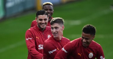 Galatasaray players during a training session at the Florya Metin Oktay Facilities, Istanbul, Türkiye, Oct. 16, 2024. (AA Photo)