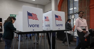 Residents vote in early voting at a park building in Detroit, Michigan, U.S., Oct. 19, 2024. (AFP Photo)