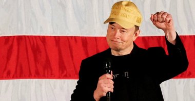 Tesla CEO and X owner Elon Musk, who supports Republican presidential nominee former U.S. President Donald Trump, gestures as he speaks about voting during an America PAC Town Hall in Folsom, Pennsylvania, U.S., Oct. 17, 2024. (Reuters Photo)