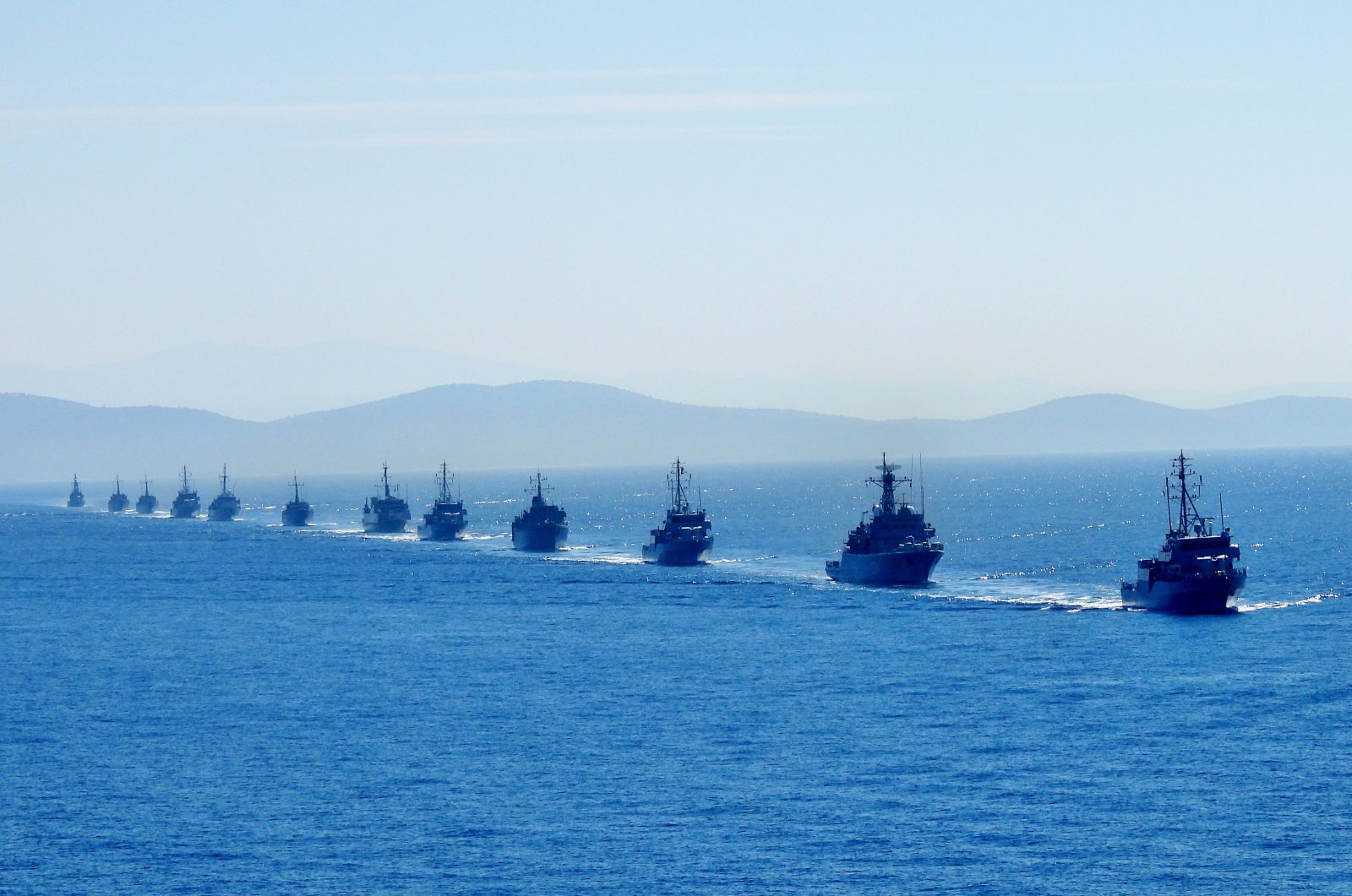 Vessels from Türkiye, Romania and Bulgaria that are part of a task force against floating mines are seen off Türkiye&#039;s Black Sea Coast, Zonguldak, northern Türkiye, Sept. 28, 2024. (AA Photo)