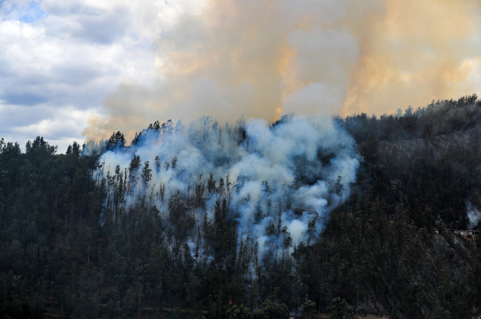 Smoke billows out from a forest fire in Quito, Ecuador, Sept. 25, 2024. (EPA Photo)