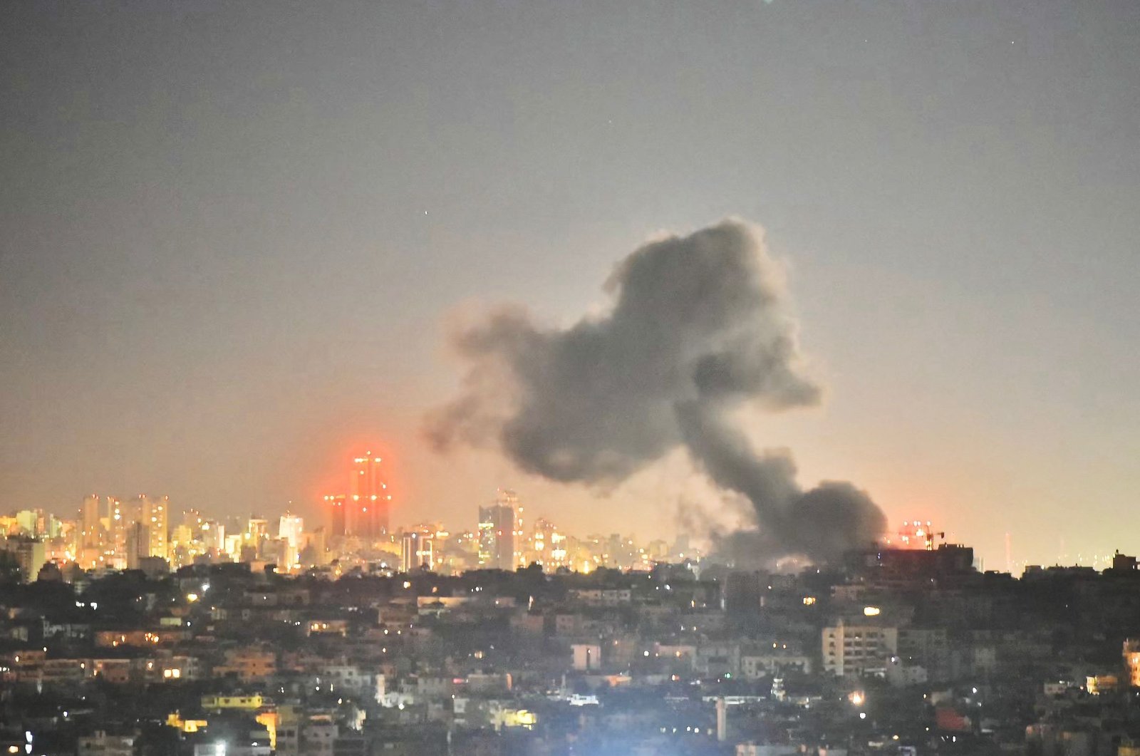 Smoke rises from areas targeted by an Israeli airstrike in Beirut’s southern suburbs, Lebanon, Oct. 21, 2024. (AFP Photo)