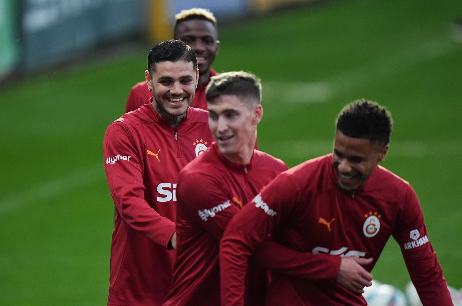 Galatasaray players during a training session at the Florya Metin Oktay Facilities, Istanbul, Türkiye, Oct. 16, 2024. (AA Photo)