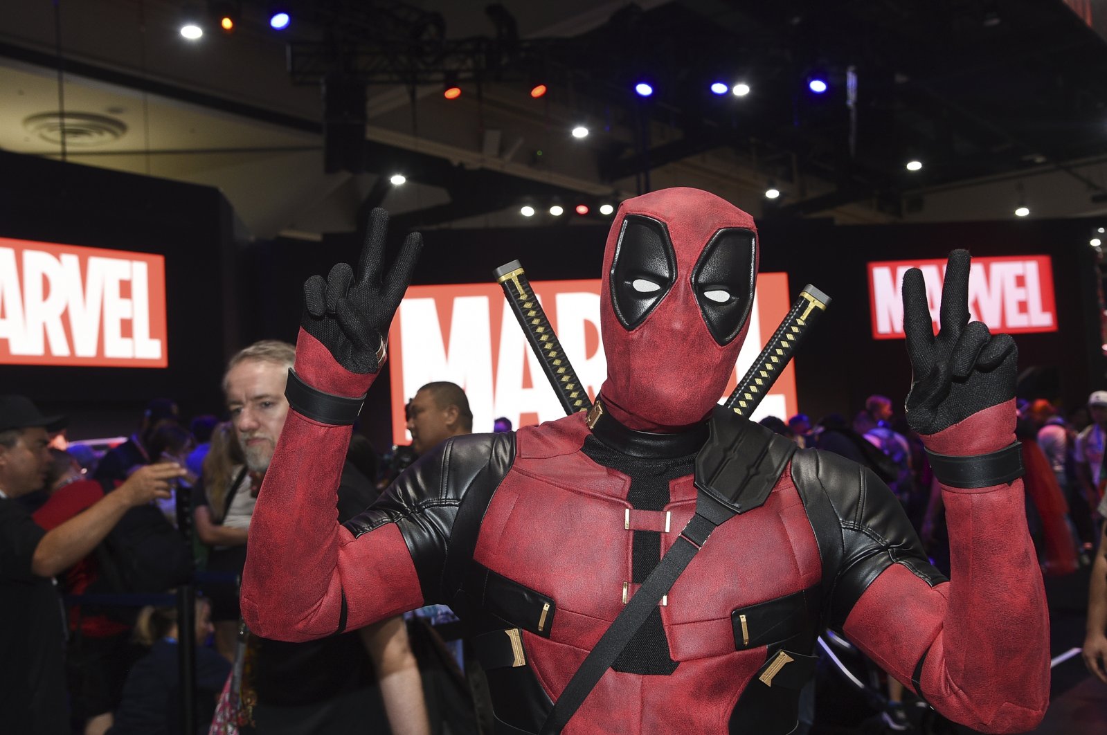 Jesus Rodriquez, dressed as Deadpool, poses for a photo at Comic-Con International, San Diego, U.S., July 25, 2024. (AP Photo)