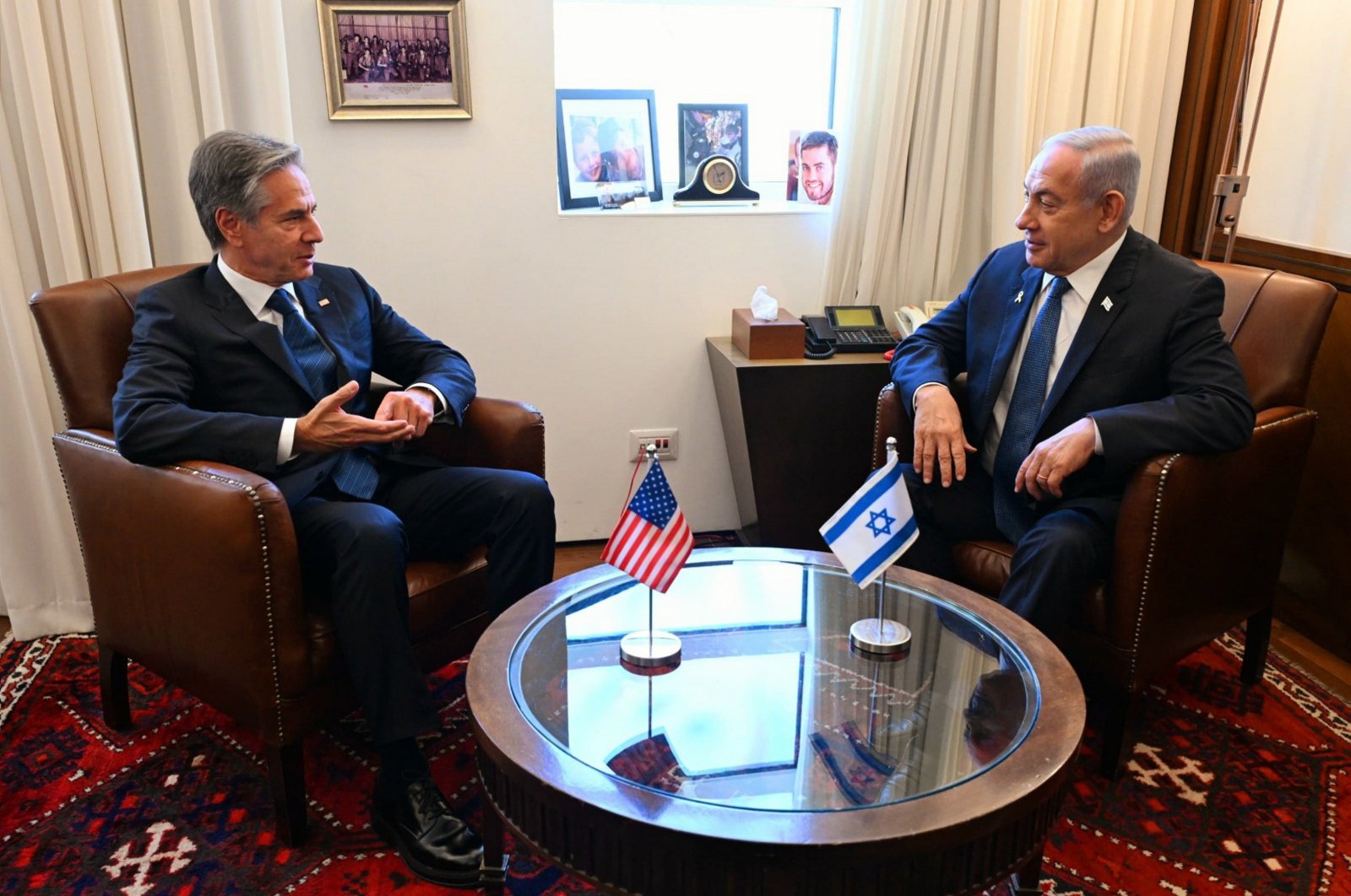 Israeli Prime Minister Benjamin Netanyahu and U.S. Secretary of State Antony Blinken meet in Jerusalem, Oct. 22, 2024. (EPA Photo)