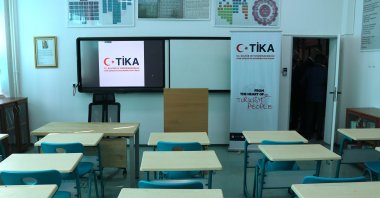A view of a classroom renovated by the Turkish Cooperation and Coordination Agency (TİKA) at the Turkish Language and Literature Department, Faculty of Philology at Hasan Pristina University, Pristina, Kosovo, Oct. 22, 2024. (AA Photo)