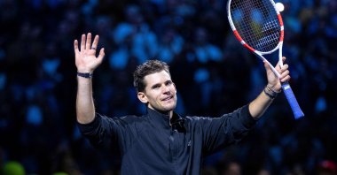 Austria's Dominic Thiem waves after playing his final match at the Vienna Open at the Stadthalle, Vienna, Austria, Oct. 22, 2024. (AFP Photo)