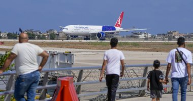 A Turkish Airlines (THY) plane prepares to take off from Rafik Hariri International Airport in Beirut, Lebanon, July 30, 2024. (AP Photo)